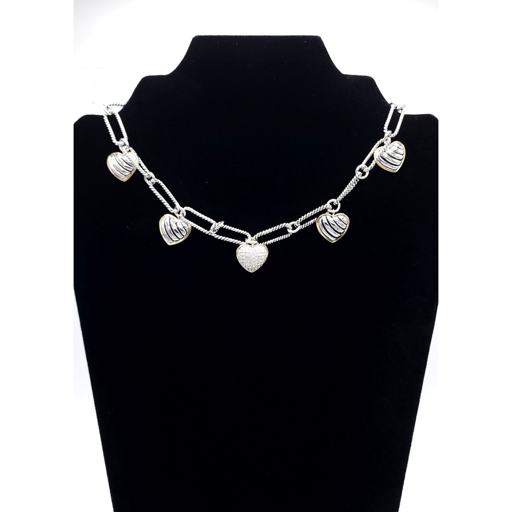 Heart Charm Paperclip Necklace 16in Silver
